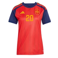 Camisa de Futebol Espanha Pedri Gonzalez #20 Equipamento Principal Mulheres Mundo 2026 Manga Curta